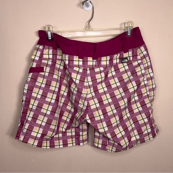 Size 6 The North Face Purple Yellow Plaid Shorts Drawstring Waistband Swim - Picture 5 of 11